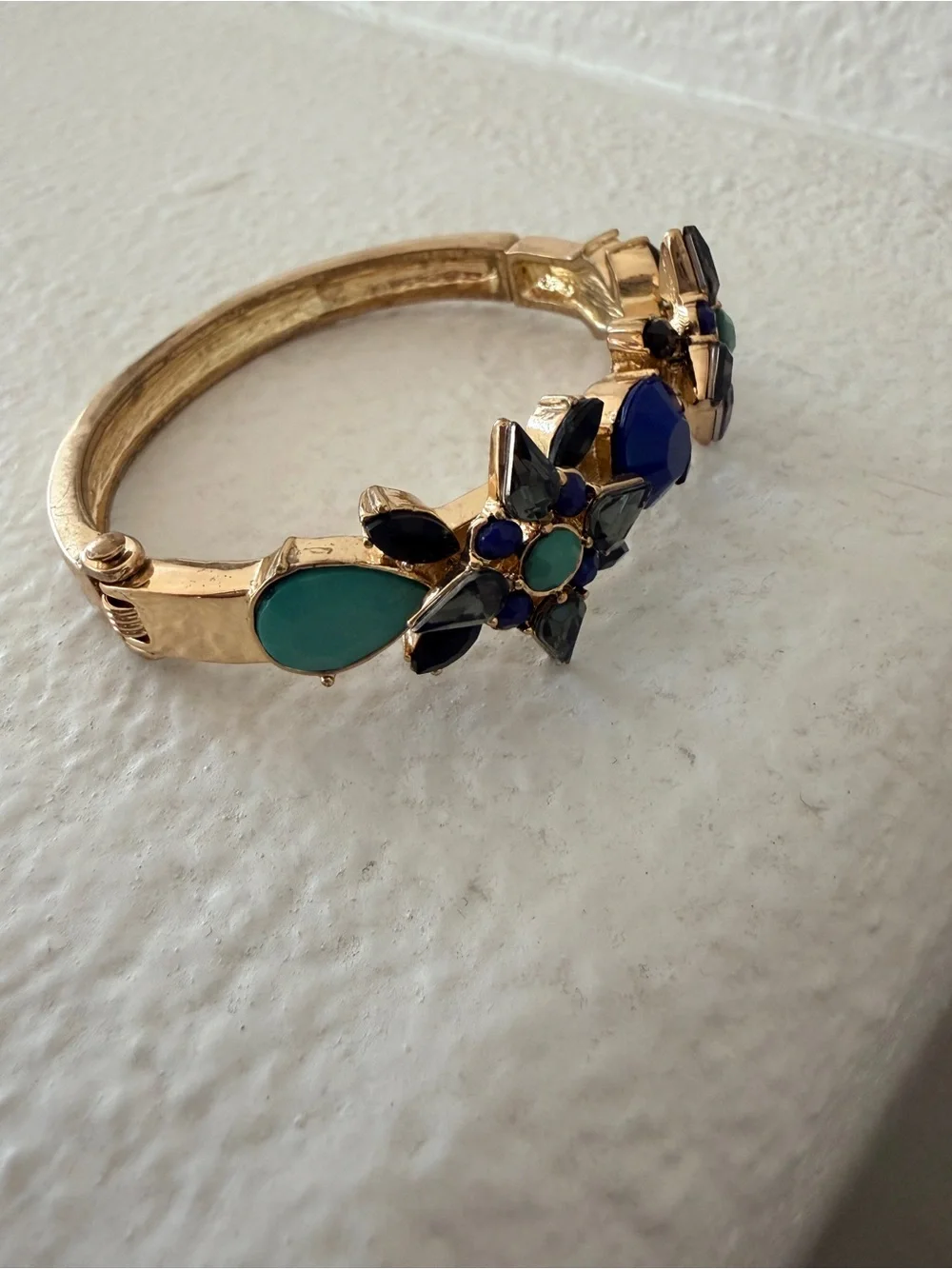 Cara NY Turquoise Cobalt Crystal Gold Cuff Bracelet